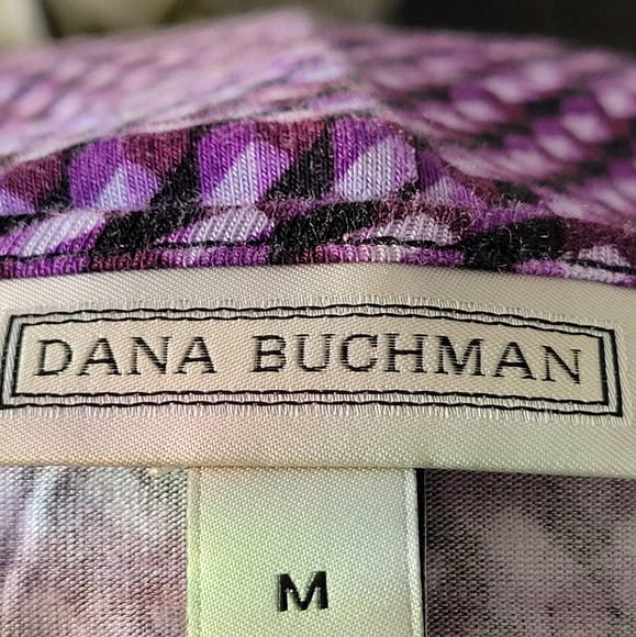 Dana Buchman boatneck long sleeve tunic purple black stretchy top Medium - Picture 7 of 7